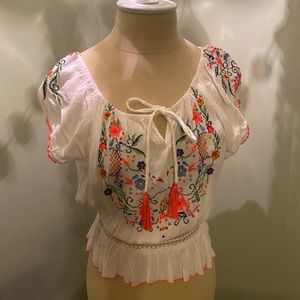 Boutique Embroidered Short Sleeve Top